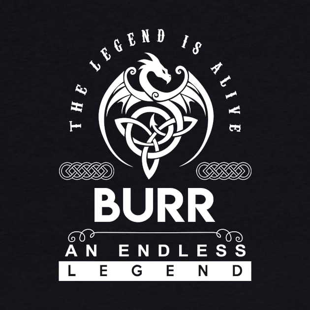 Burr Name T Shirt - The Legend Is Alive - Burr An Endless Legend Dragon Gift Item by riogarwinorganiza